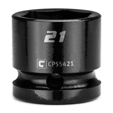 Capri Tools 1/2 in Drive 21 mm 6-Point Metric Stubby Impact Socket CP55421